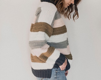 PDF Crochet Pattern for the Retro Stripes Sweater - Pullover - Megmade with Love