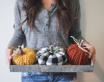 PDF Crochet Pattern for THREE Rustic Pumpkins