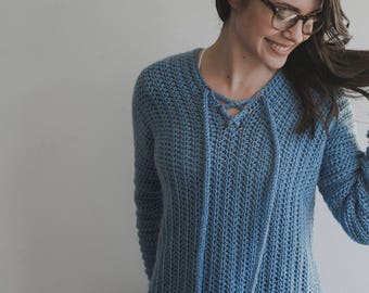 PDF Crochet Pattern for the Cross My Heart Sweater - Megmade with Love - Lace Up Sweater