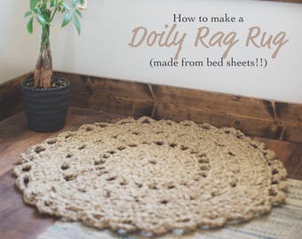 PDF Crochet Pattern for Doily Rag Rug Made from Bed Sheets
