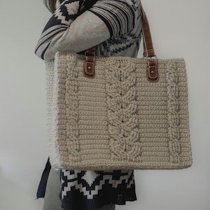 PDF Crochet Pattern for the Matilda Tote Crochet Cables Bag image 1