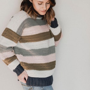 PDF Crochet Pattern for the Retro Stripes Sweater Pullover Megmade with Love image 3