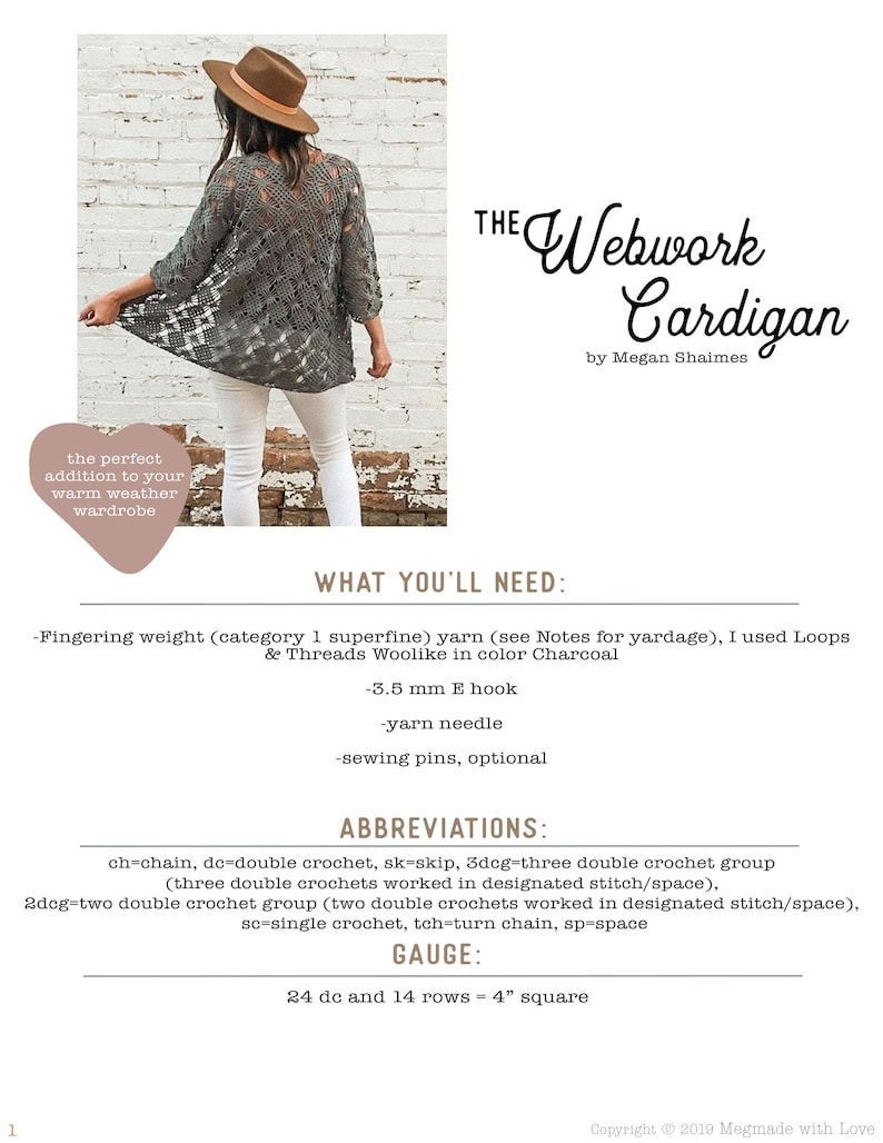 PDF Crochet Pattern for The Webwork Cardigan Crochet Sweater Megmade with Love image 9