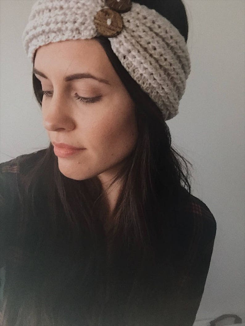 PDF Crochet Pattern for The Slopes Headband Ribbed Headwrap with Buttons image 5