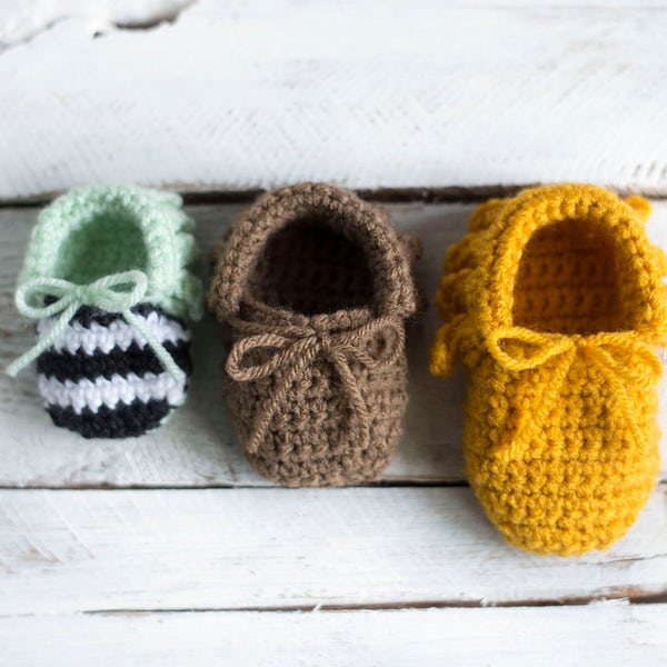 PDF Crochet Pattern for Baby Moccasins