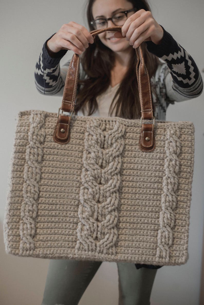 PDF Crochet Pattern for the Matilda Tote Crochet Cables Bag image 4