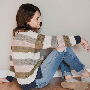 PDF Crochet Pattern for the Retro Stripes Sweater Pullover Megmade with Love image 2