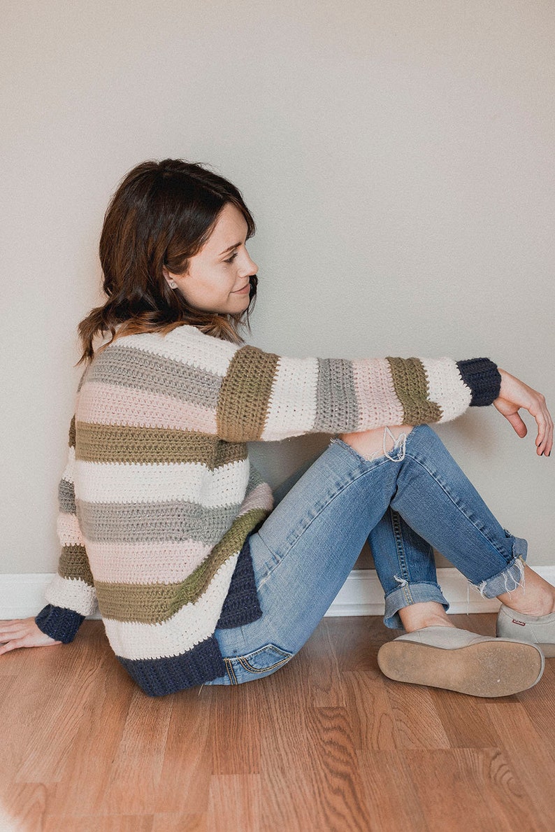 PDF Crochet Pattern for the Retro Stripes Sweater Pullover Megmade with Love image 2