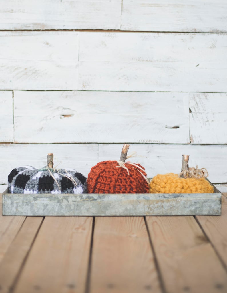 PDF Crochet Pattern for THREE Rustic Pumpkins image 2