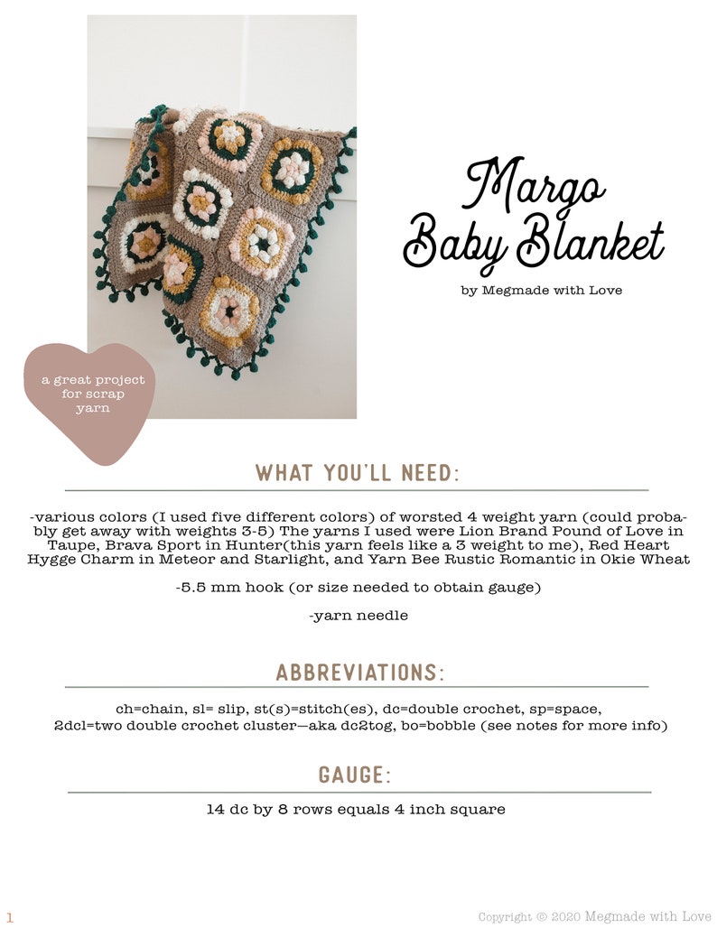 PDF Crochet Pattern for the Margo Baby Blanket Megmade with Love image 7