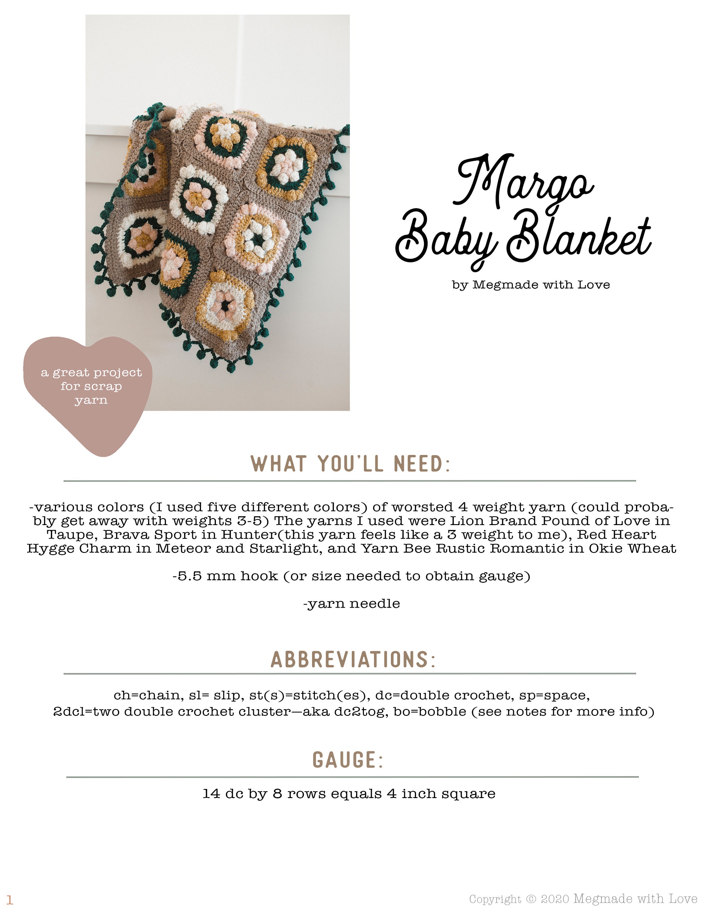 Margo Pattern PDF Crochet Pattern for the Margo Baby Blanket - Megmade With Love - Etsy
