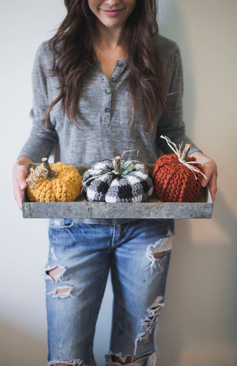 PDF Crochet Pattern for THREE Rustic Pumpkins image 1