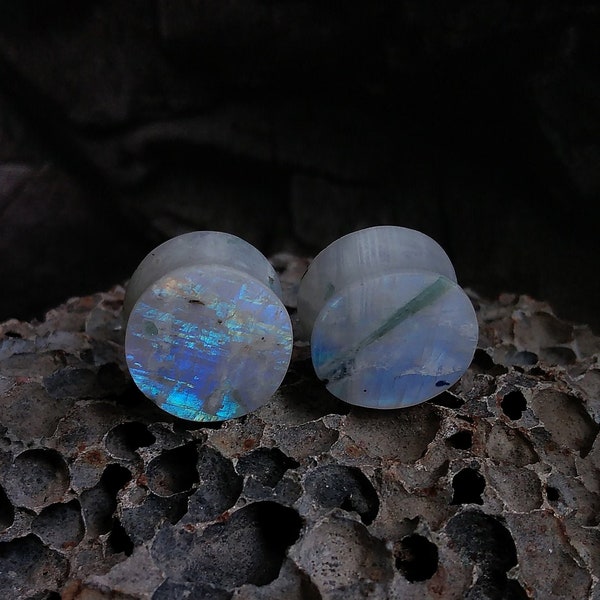 Moonstone plugs. Crystal plugs. Stone plugs. 16 mm plugs. Organic plugs