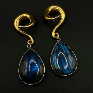Ear weights. Labradorite ear hangers