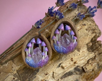 Mushroom gauges. Mushroom plugs. Crystal plugs. Wood plugs. Teardrop tunnels