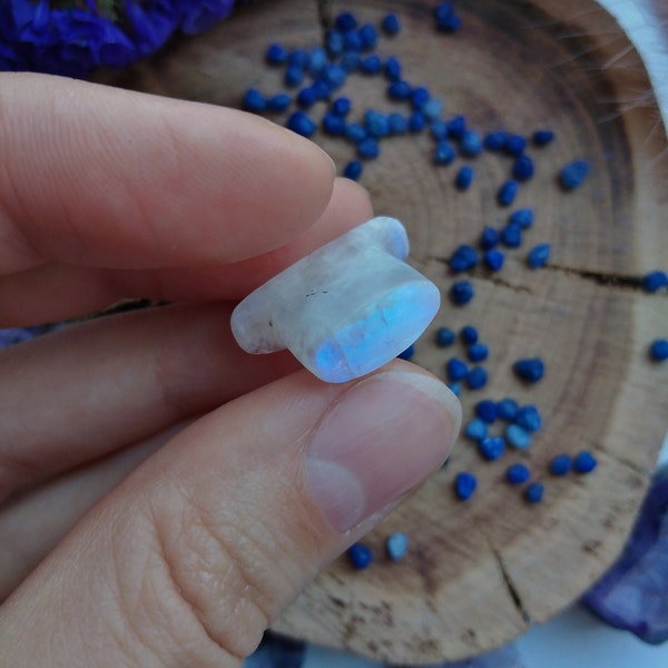 Oval moonstone labret plug. Lip plug. For Stretched Lip. Plug for stretched piercing