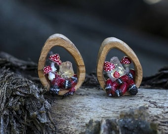Mushroom plugs with snakes. Crystal plugs. Stone plugs. Citrine plugs. Ear plugs. Plugs. Wood plugs. Stone gauges. Halloween plugs