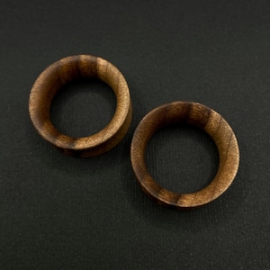 Walnut Wood Tunnels. Double Flared Ear Tunnels. Organic Wooden Ear Gauges
