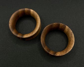 Walnut Wood Tunnels. Double Flared Ear Tunnels. Organic Wooden Ear Gauges