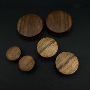 Handcrafted Walnut Wood Plugs. Double Flared. Organic Wooden Ear Gauges