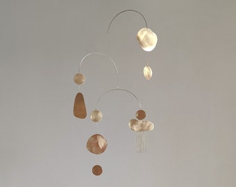 Kinetic Brass Mobile. Midcentury Modern Hanging Sculpture