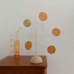 Standing kinetic mobile. Coffee Table Desktop decor. Mid-century modern sculpture.