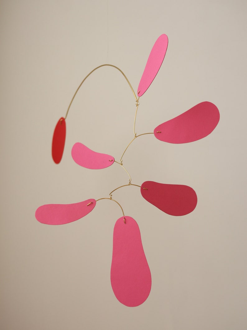 Modern kinetic mobile. Mid-century home decor. Simple hanging sculpture. Adult baby mobile. Living room decor image 3