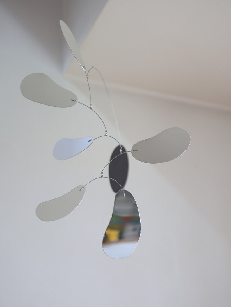 Modern kinetic mobile. Mid-century home decor. Simple hanging sculpture. Adult baby mobile. Living room decor image 8