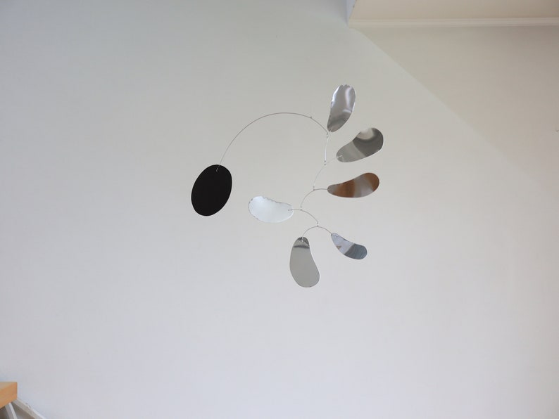 Modern kinetic mobile. Mid-century home decor. Simple hanging sculpture. Adult baby mobile. Living room decor image 7