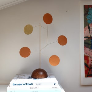 Tabletop kinetic mobile. Coffee table decor. Mid-century modern desktop sculpture. Adult office decoration
