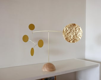 Standing kinetic mobile. Coffee table sculpture. Mid-Century Modern art decor. Stabile mobile. Desktop decoration