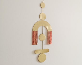 Brass wall decor. Mid-century modern metal artwork sculpture. Gold art decoration. Boho moon panel
