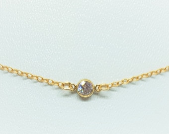 Two Way Necklace - Choker or Necklace. Handmade Neckalace, Customizable handmade necklace, Simple Crystal Necklace, Gold Plated Swarovski.
