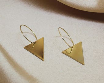 UPSIDEDOWN TRIANGLE Earring, Gold hoop earring, Handmade earring, hoops