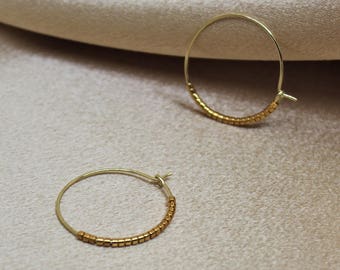 GOLD DAINTY HOOP Earring, Minimal Hoop Earring, Handmade Earring, Gold Earring, Simple Gold Hoop Earring
