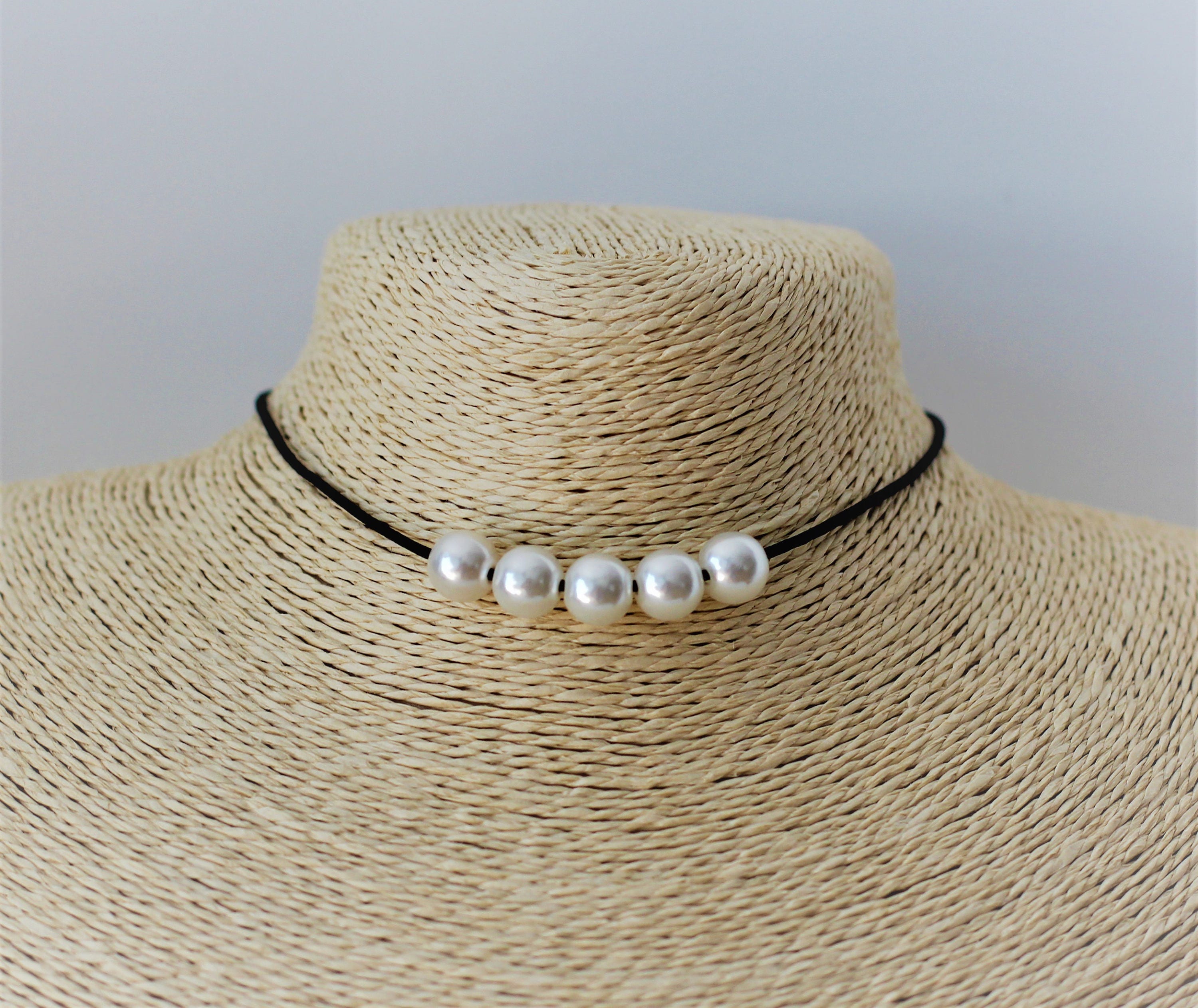 FAUX PEARL LINED Choker Pearl Choker Pearl Necklace Simple Etsy