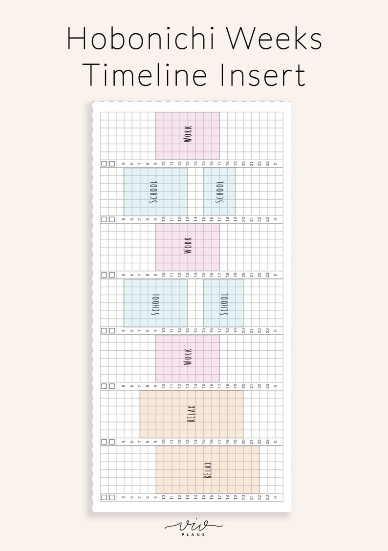 Hobonichi Weeks Timeline W/ Tasks List Printable Insert Etsy