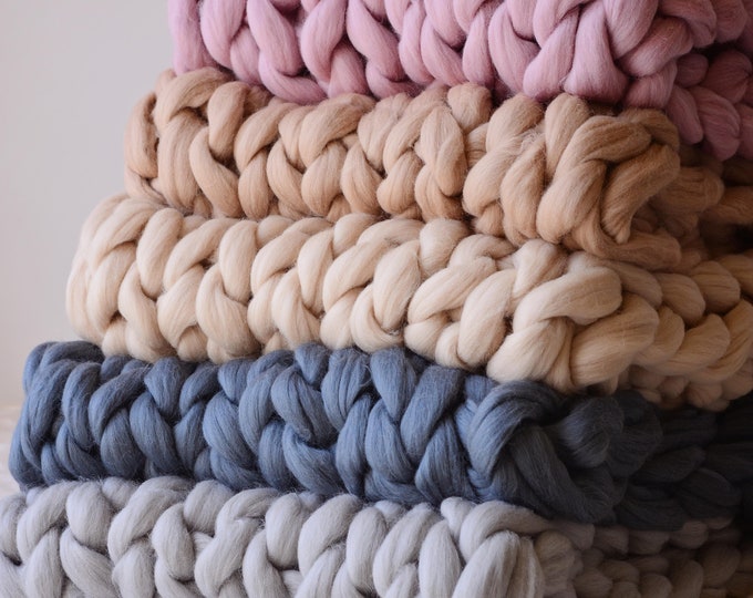 Chunky Blanket, 100% Merino Wool Blanket, Giant Blanket, Arm Knit Blanket, Chunky Knit Blanket, Knitted Blanket, Home Decor, Birthday Gift