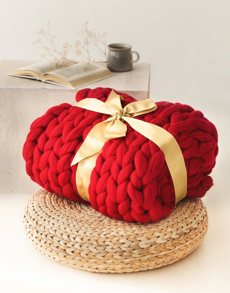 Cozy Handmade Merino Wool Blankets Queen Knitted Throw for Etsy