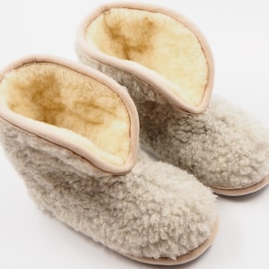 Hoge enkel schapenwollen pantoffels, schapenvacht huislaarzen met vilten antislipzool, warme huisschoenen voor dames, verjaardagscadeau