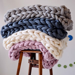 100 Merino Wolldecke, Schwere Strickdecke, Weiche Dicke Strickdecke, Riesen Wolldecke, Große Decke, Chunky Arm Strickdecke für Bett