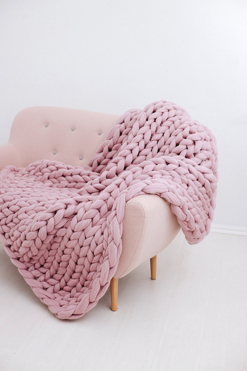 Purple Blanket Chunky Knit Throw Blanket Giant Blanket Arm Etsy