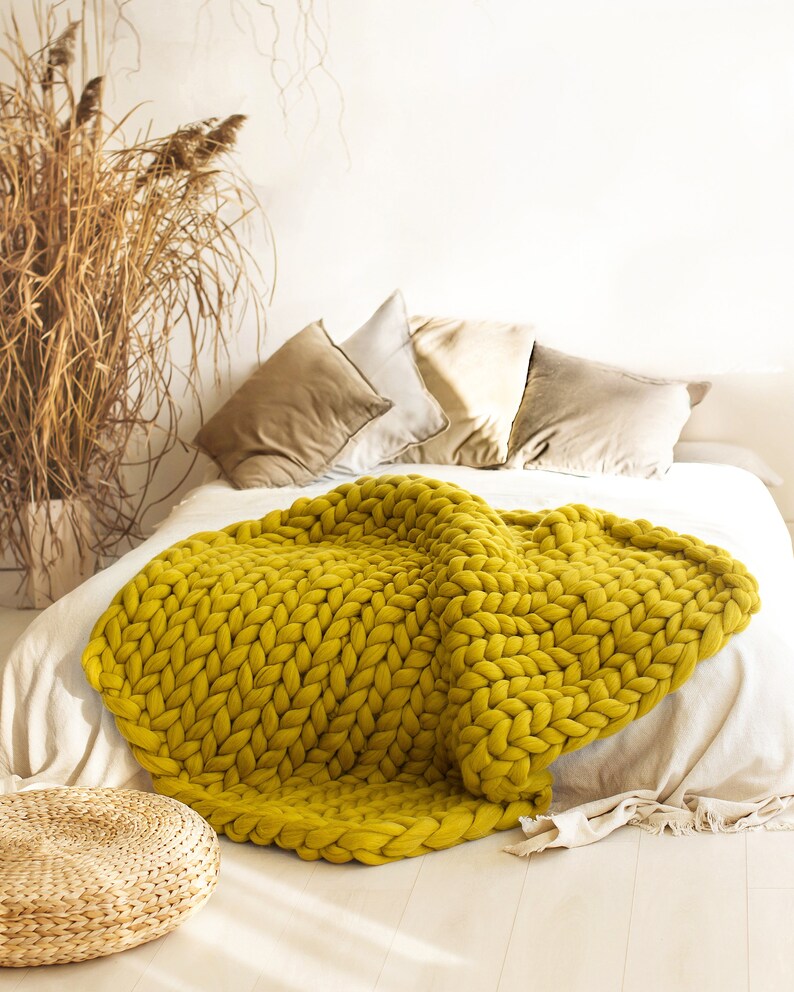 Giant Blanket 100 Merino Wool Blanket Chunky Knit Blanket Etsy UK