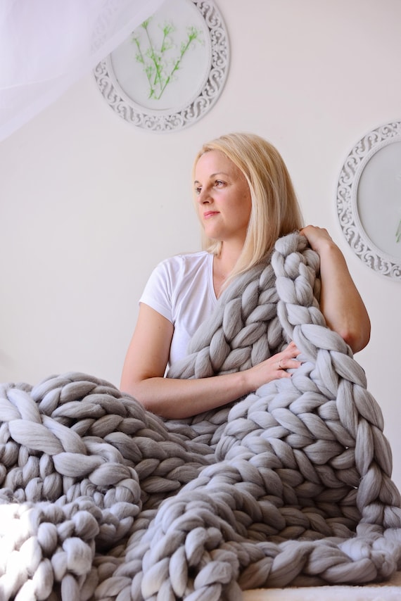 partitie Sneeuwstorm Nebu Merino wol dikke deken gigantische deken arm gebreide deken - Etsy Nederland