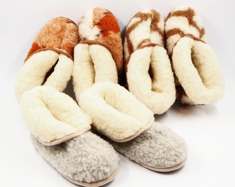 Women's Slippers 100% Natural Sheepskin with  Non Slip Felt Wool Sole