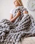 Giant Blanket, 100% Merino Wool Blanket, Chunky Knit Blanket, Knitted Blanket, Arm Knit Blanket, Warm 7th Anniversary, Christmas Gift Wife