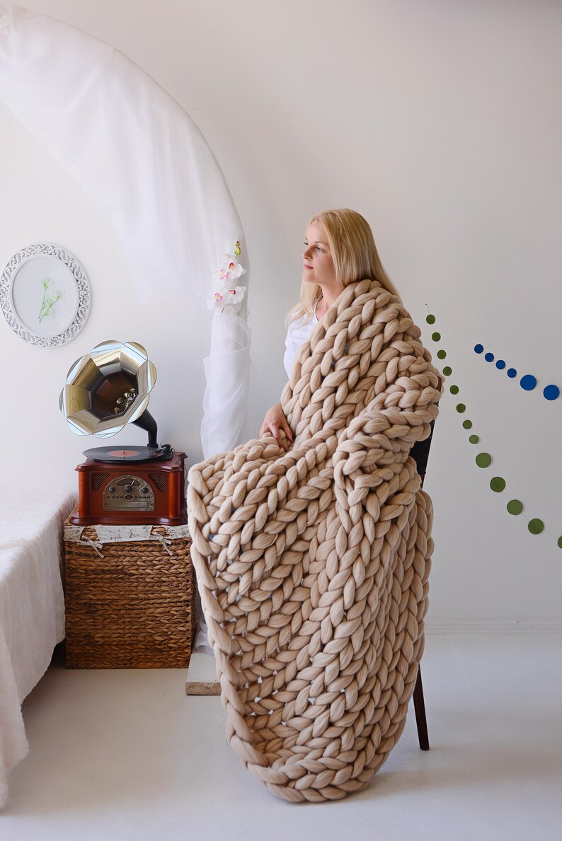 Emerald Throw Blanket Emerald Green Chunky Knit Blanket Boho Etsy