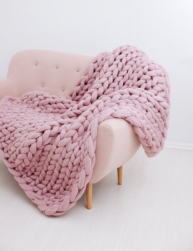 Lilac Throw Blanket Chunky Knit Blankets Purple Throws Etsy