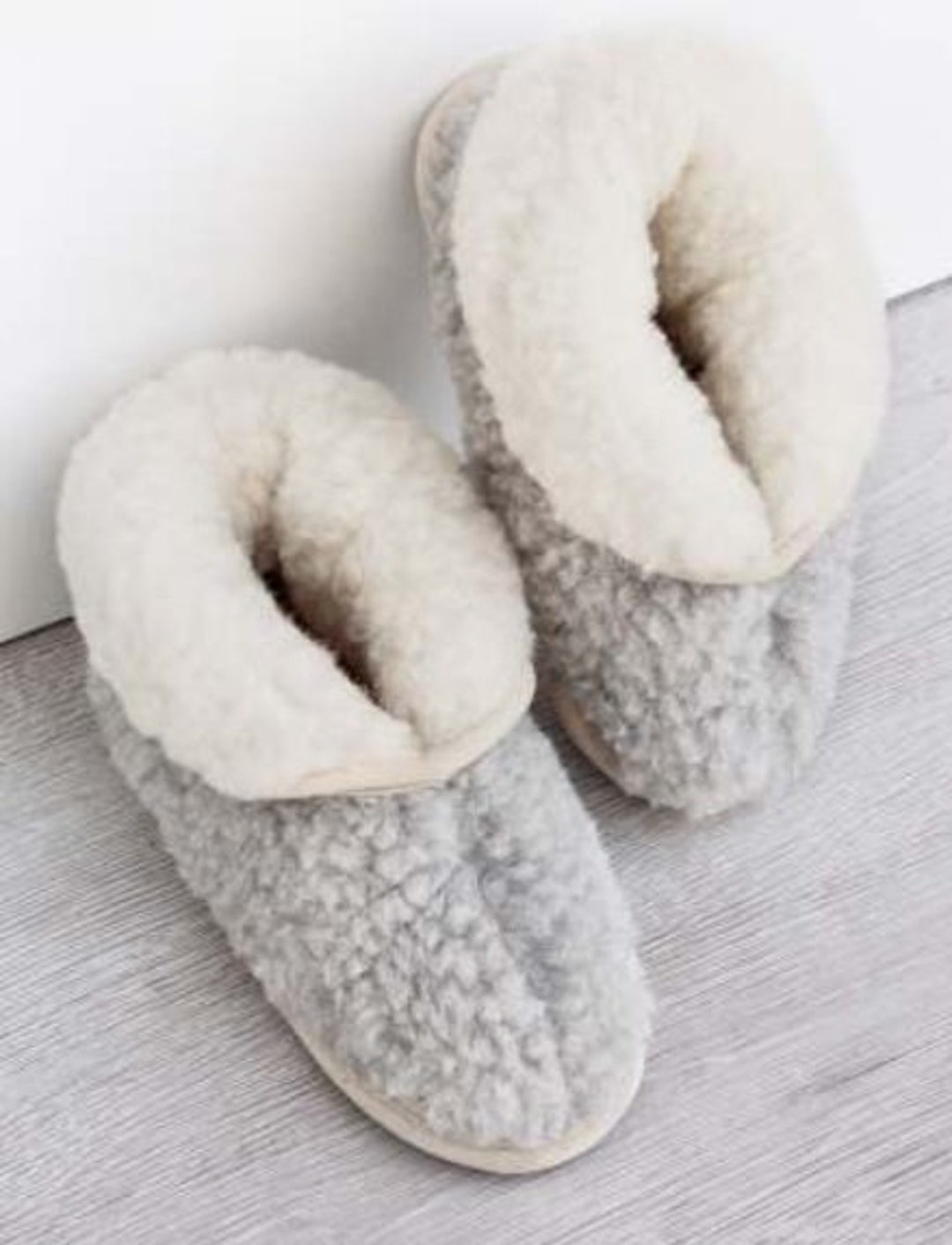 Women's Soft Wool High Top Slippers Made of Two Layers of Fleeces