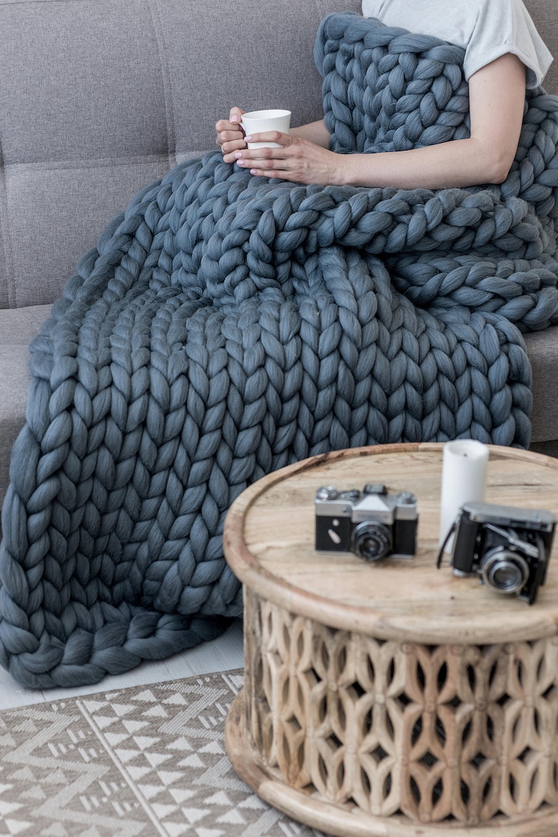 Chunky Blanket Throw Blanket Boho Chunky Knit Blanket Bed | Etsy